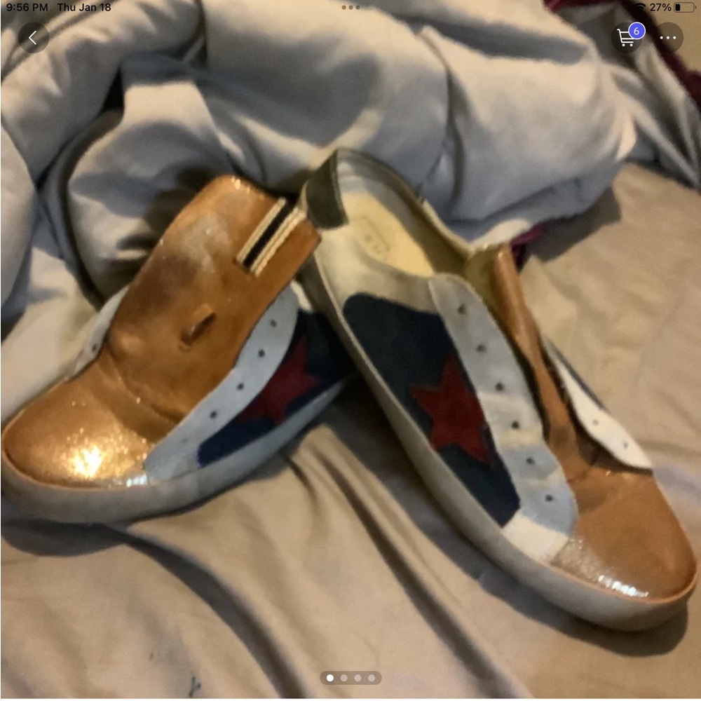 Slip on shushop sneakers worn a couple times blue maroon and gold size 10 - Picture 5 of 5